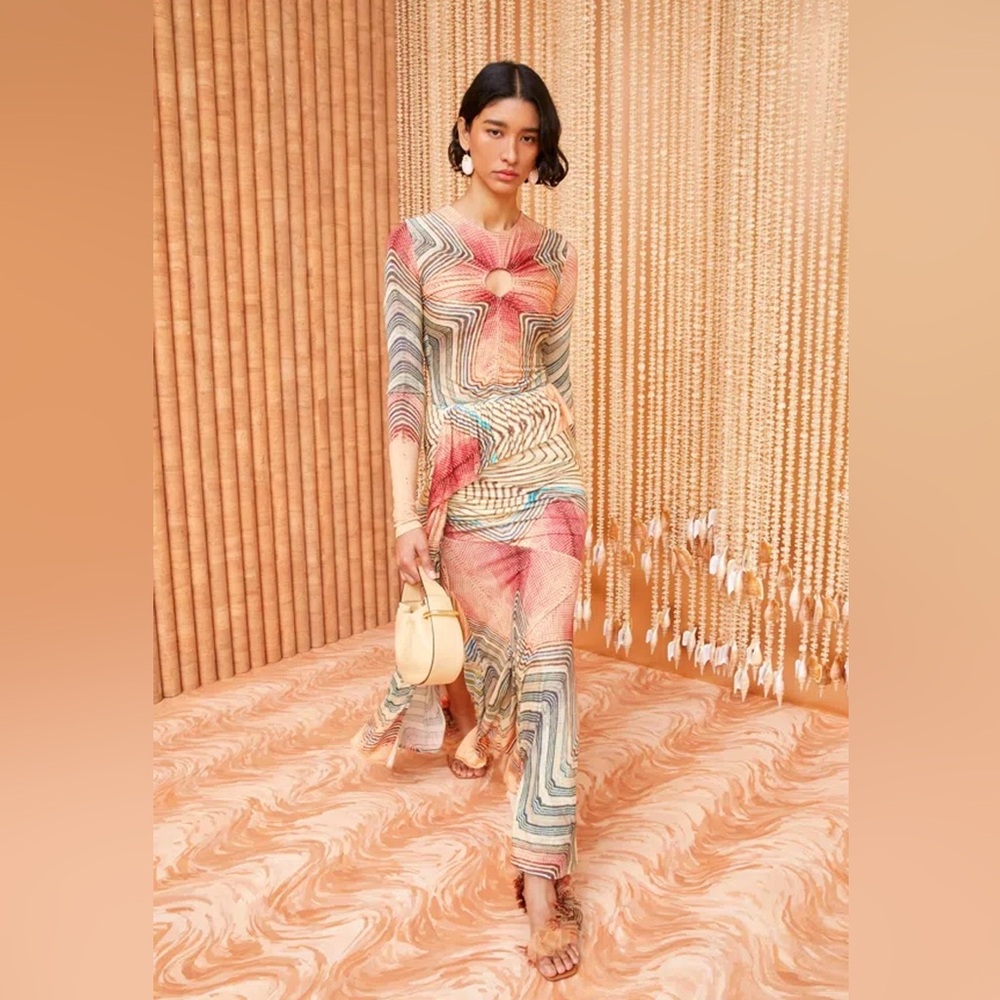 Ulla Johnson Alyssa printed marble chevron tie dye skirt shirt set jersey knit
